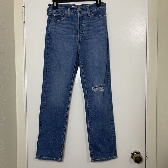LEVI'S medium wash wedgie straight denim blue jeans size US 28 - Picture 1 of 6
